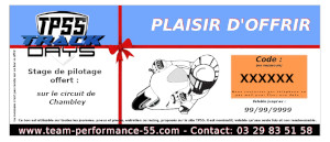 Chèque cadeau 199 €uros - Stage Perf Conduite Chambley ou Geoparc